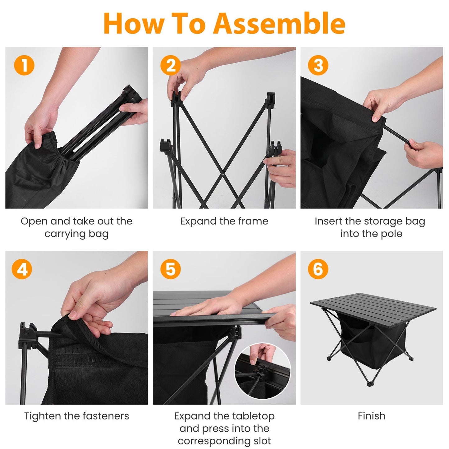 Foldable Camping Table With Storage Basket With Carrying Bag-Rustproof