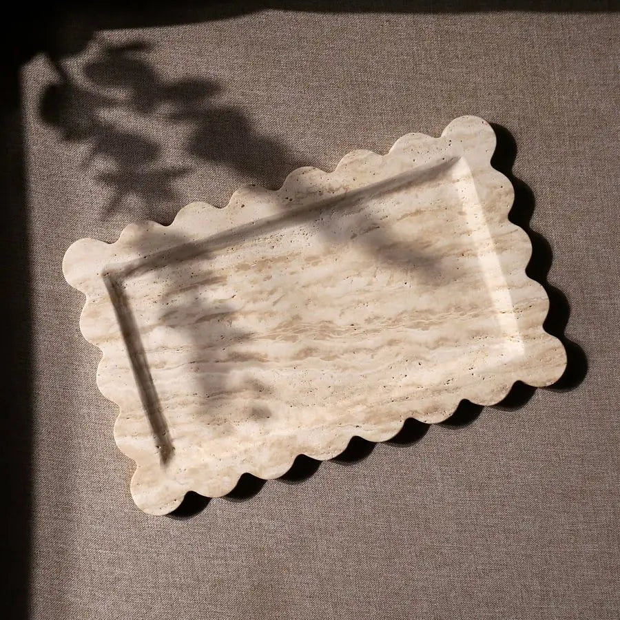 Scalloped Marble Vanity Tray