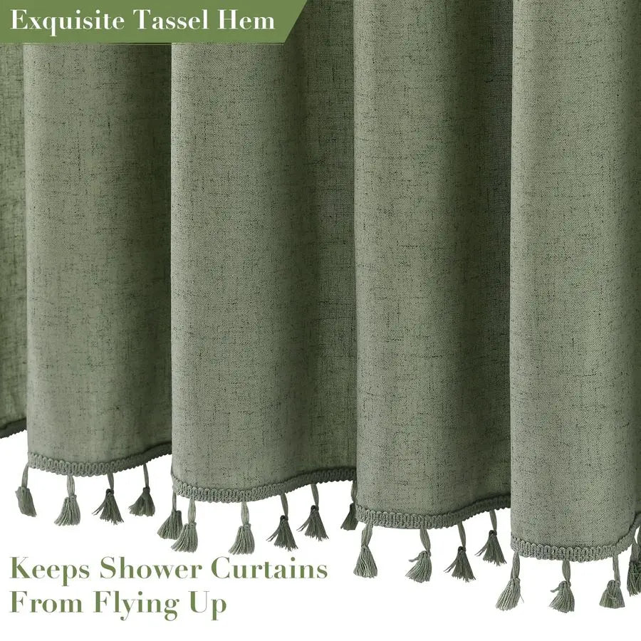 Linen Tassel Shower Curtain