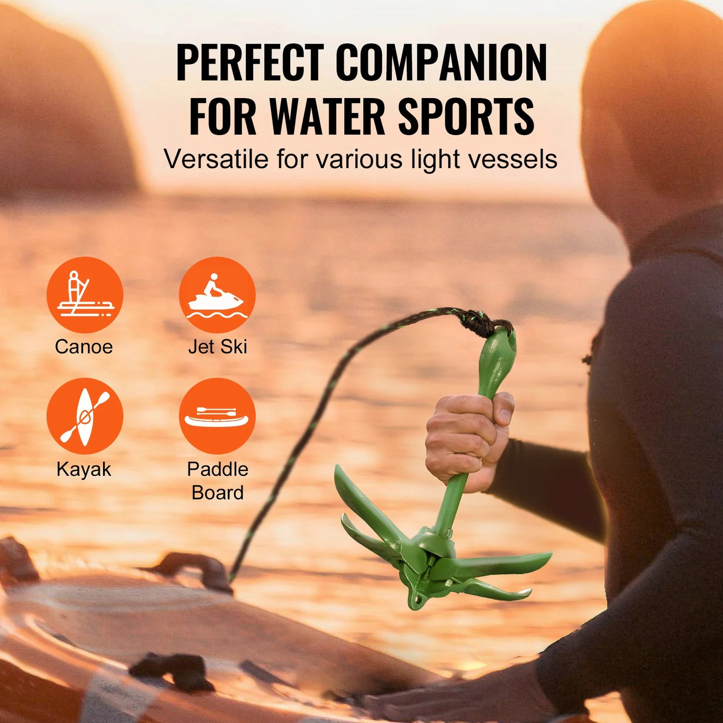 Kayak Anchor Kit 3.5 lb Paddle Board Anchor Kit. with 26.2 ft Rope with Storage Bag