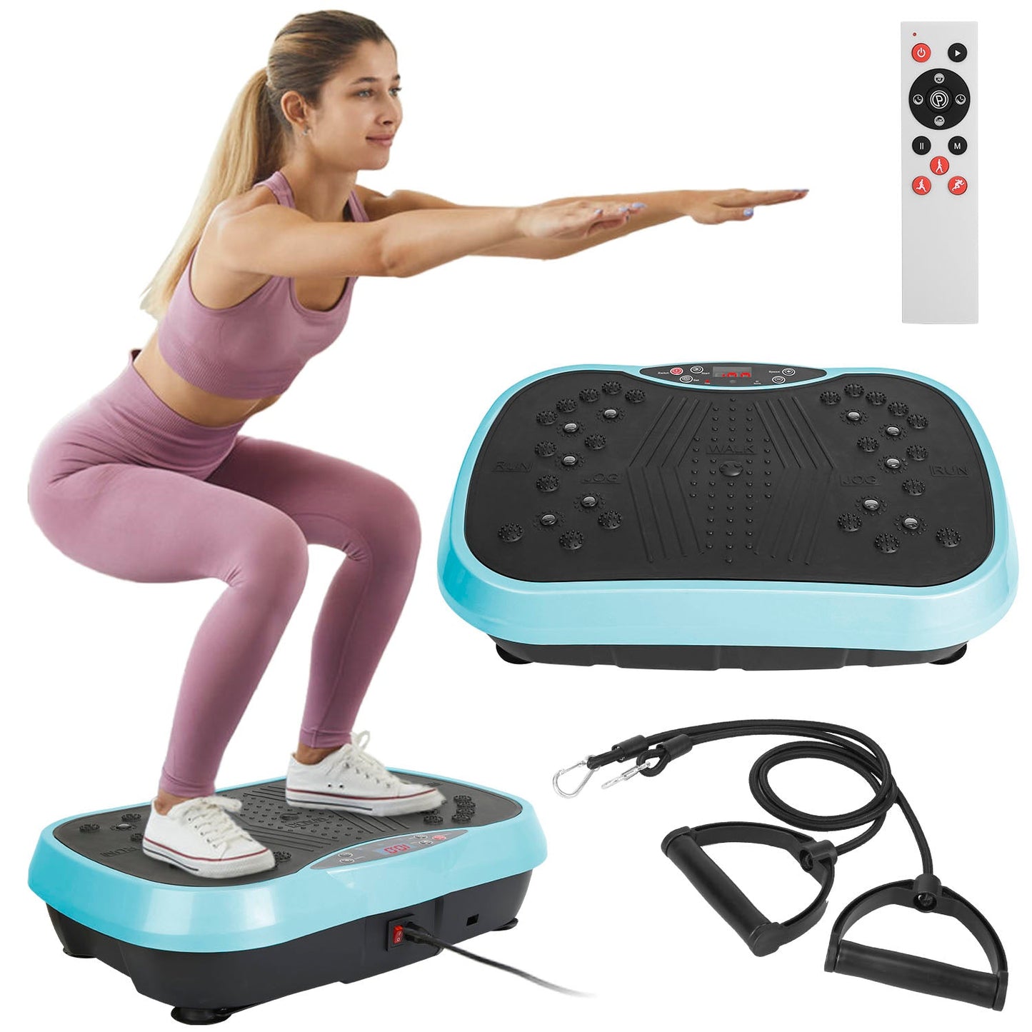 Vibration Exercise Machine With Resistant Bands Remote Control