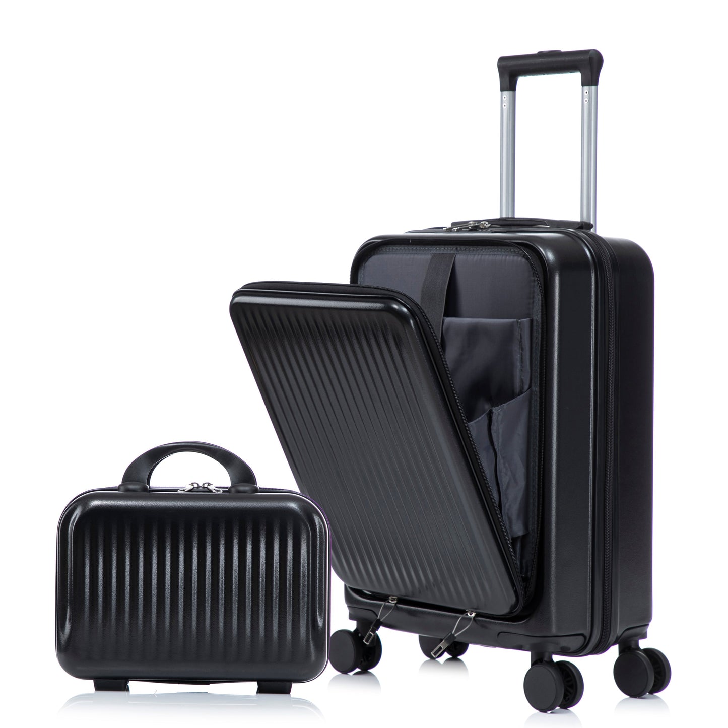 14" & 20"ABS Spinner Wheel Luggage Set with Cosmetic Case