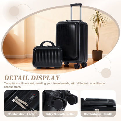 14" & 20"ABS Spinner Wheel Luggage Set with Cosmetic Case