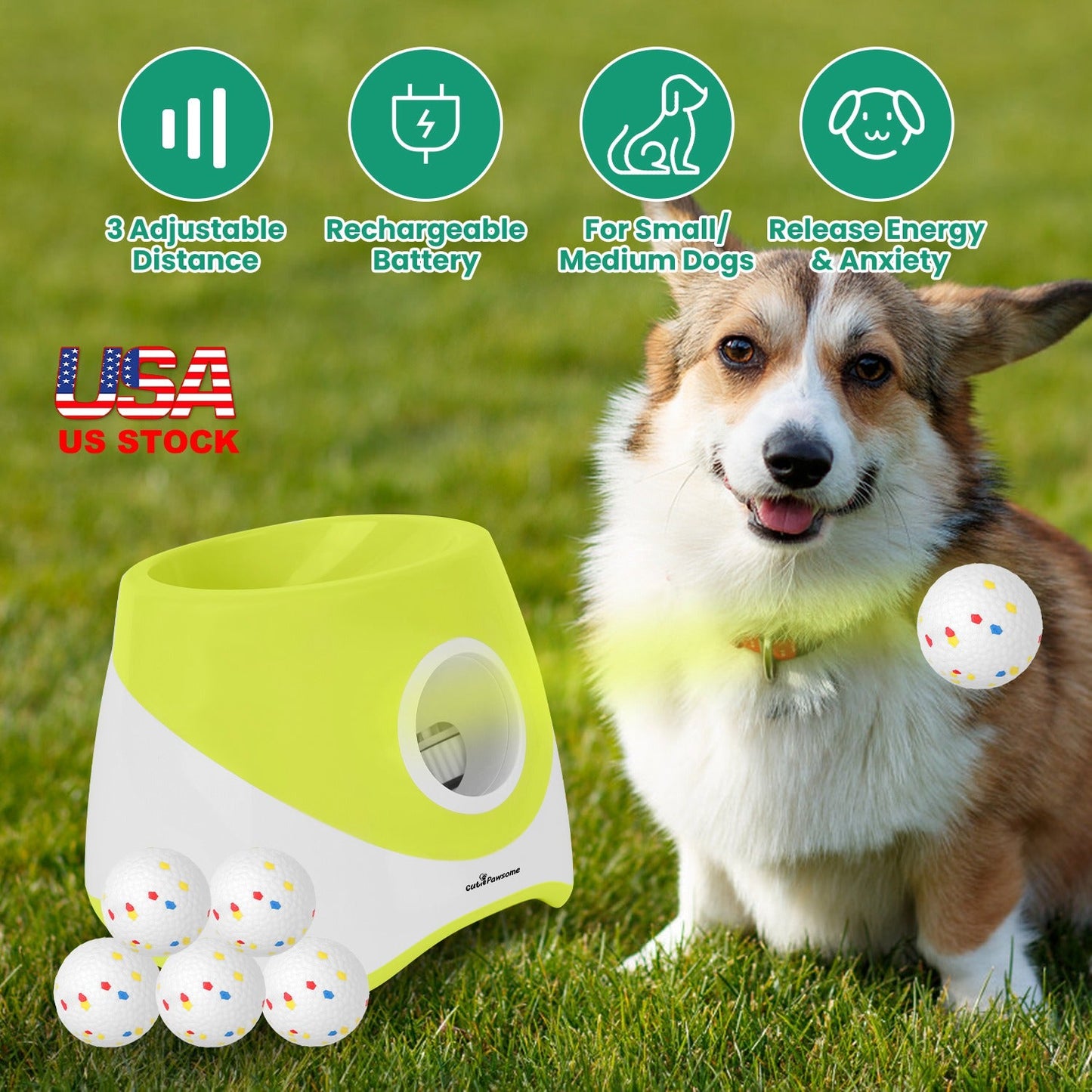 Automatic Dog Ball Launcher -Rechargeable for Small/Medium Dogs