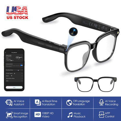 AI Smart Glasses Video Recording Sunglasses with Camera and Audio