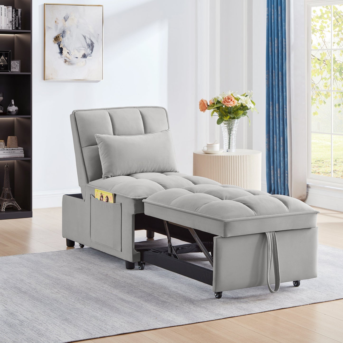 4 in 1 Multi-Function Single Sofa Bed with Storage Pockets