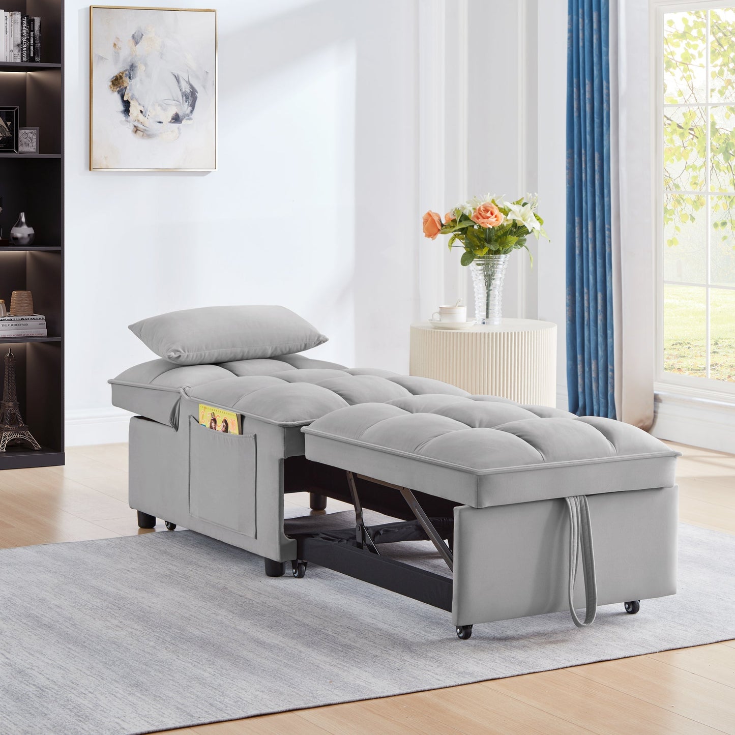 4 in 1 Multi-Function Single Sofa Bed with Storage Pockets