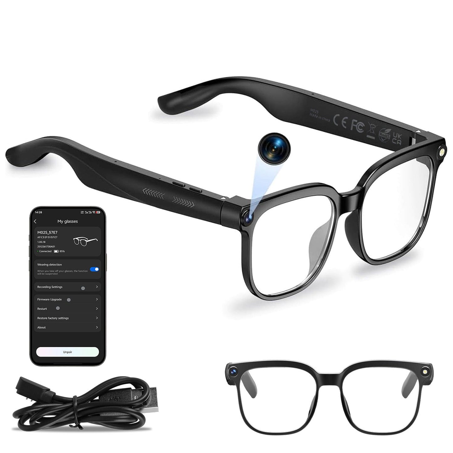AI Smart Glasses Video Recording Sunglasses with Camera and Audio