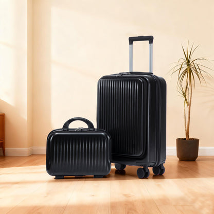 14" & 20"ABS Spinner Wheel Luggage Set with Cosmetic Case