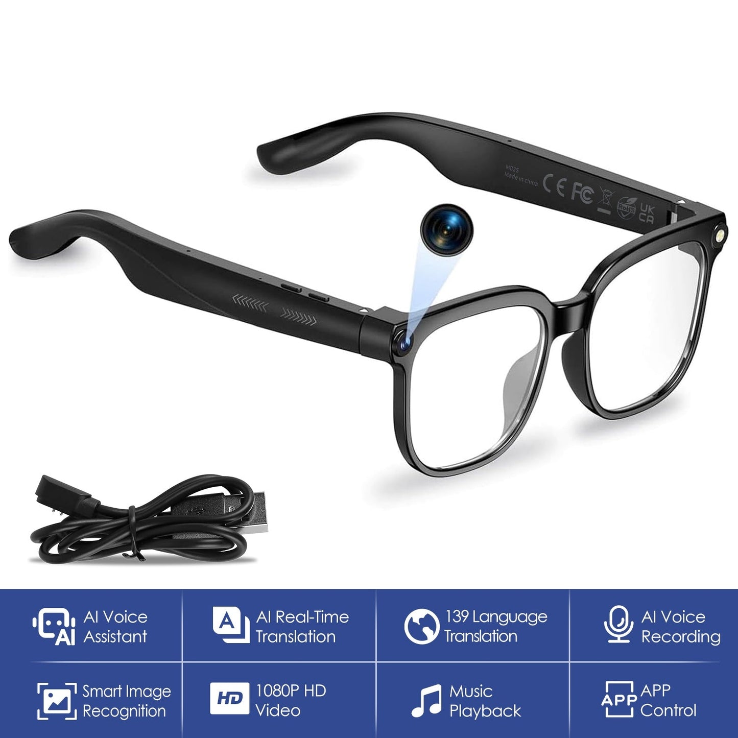 AI Smart Glasses Video Recording Sunglasses with Camera and Audio