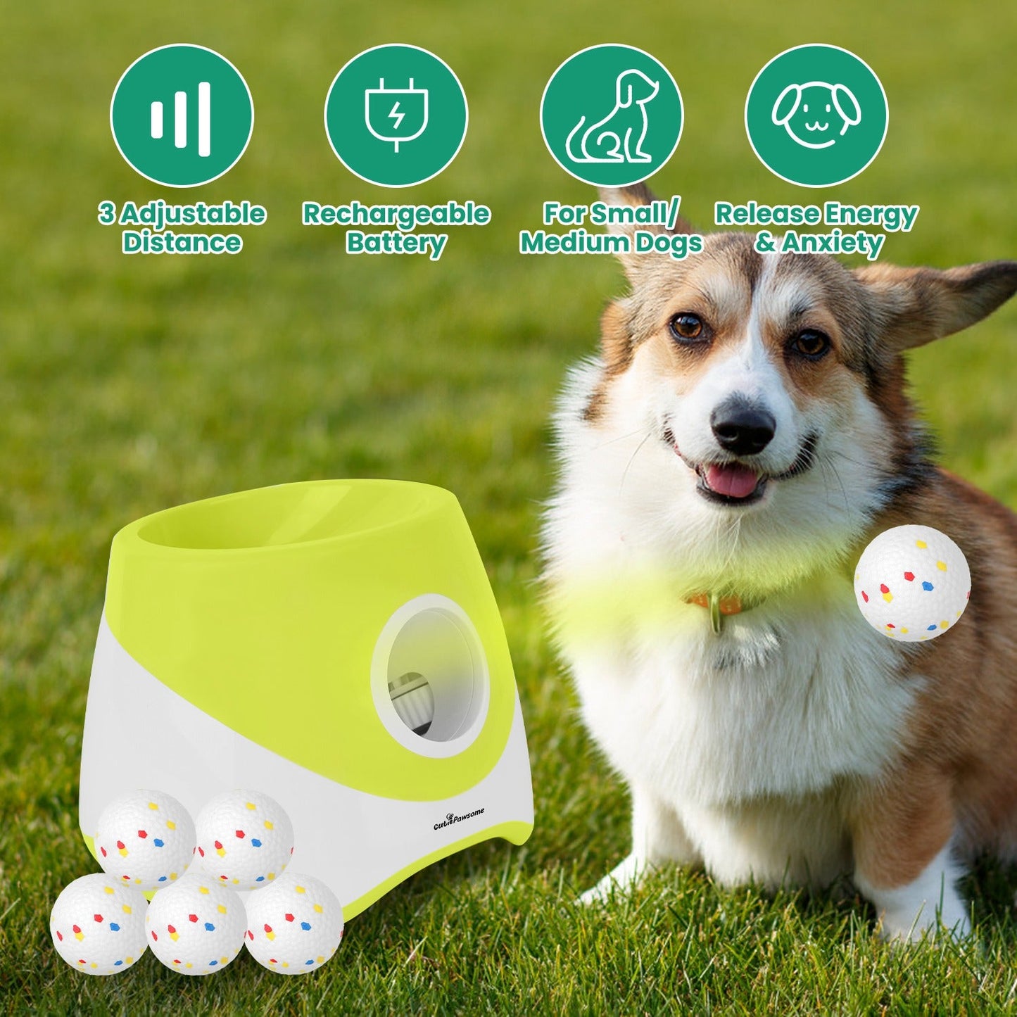 Automatic Dog Ball Launcher -Rechargeable for Small/Medium Dogs
