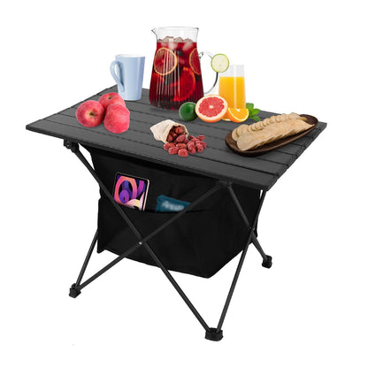 Foldable Camping Table With Storage Basket With Carrying Bag-Rustproof