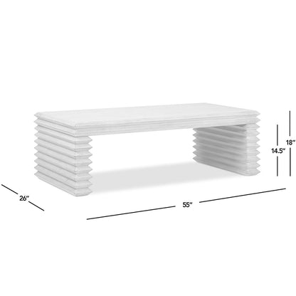 Veda 55" Reclaimed Wood Stacked Geometric Waterfall Coffee Table