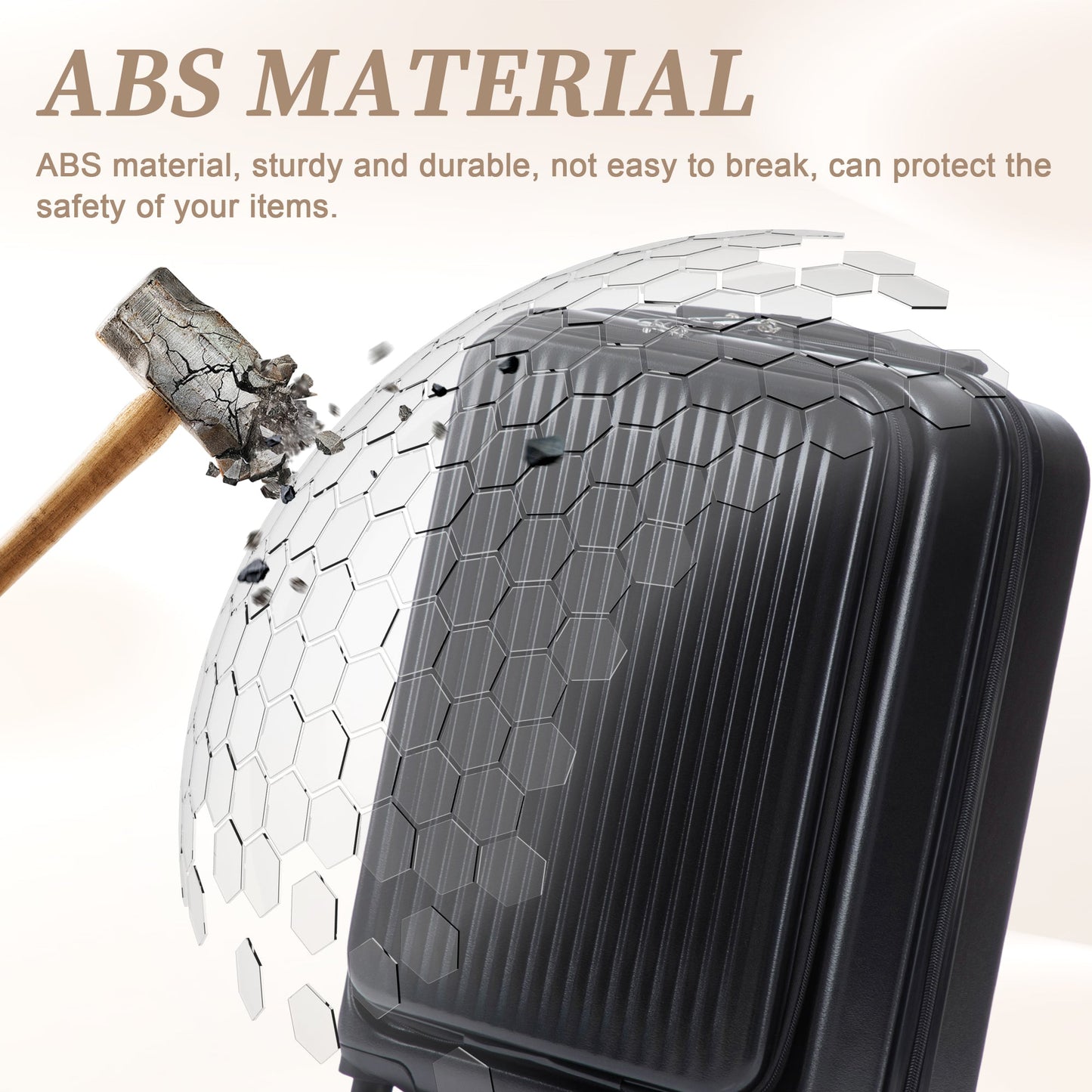 14" & 20"ABS Spinner Wheel Luggage Set with Cosmetic Case