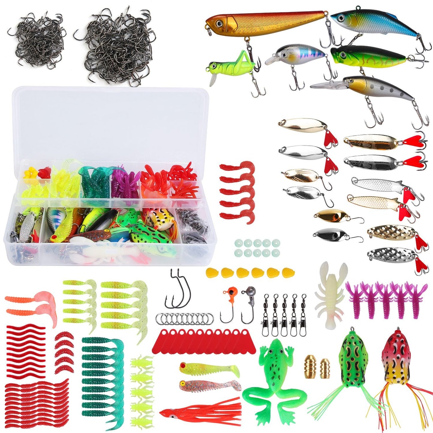 375 Pc Fishing Baits and Tackle Box Saltwater /Freshwater Fishing Lures