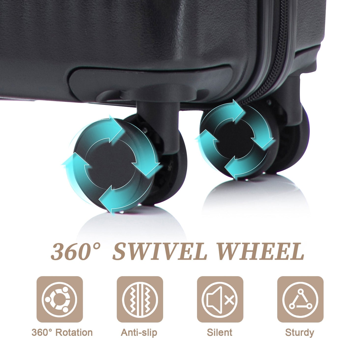 14" & 20"ABS Spinner Wheel Luggage Set with Cosmetic Case