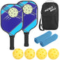 Pickleball Set 2 Fiberglass Paddles 4 Outdoor/Indoor Balls- Portable Carry Bag 2 Cooling Towels