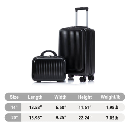 14" & 20"ABS Spinner Wheel Luggage Set with Cosmetic Case