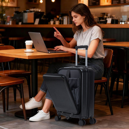 14" & 20"ABS Spinner Wheel Luggage Set with Cosmetic Case