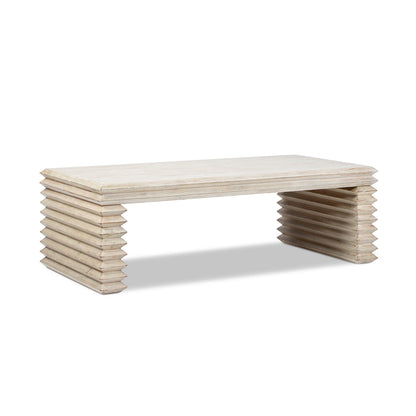 Veda 55" Reclaimed Wood Stacked Geometric Waterfall Coffee Table