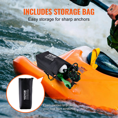 Kayak Anchor Kit 3.5 lb Paddle Board Anchor Kit. with 26.2 ft Rope with Storage Bag