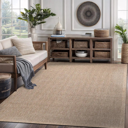 Natural Fiber Washable Herringbone Rug