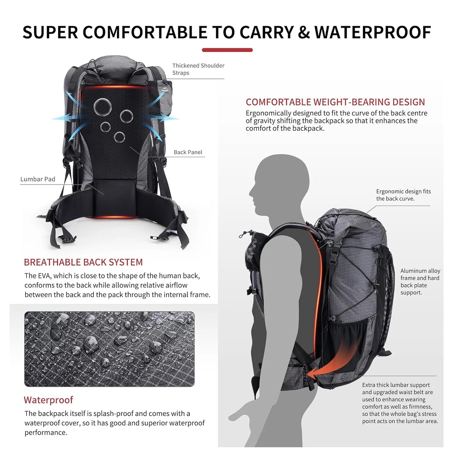 Waterproof Hiking Backpack With Rain Cover