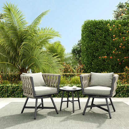 Swivel Rope Wicker Chairs - Set of 2