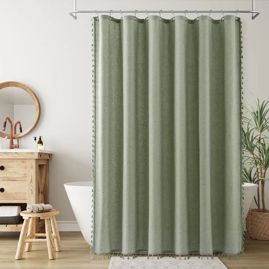 Linen Tassel Shower Curtain