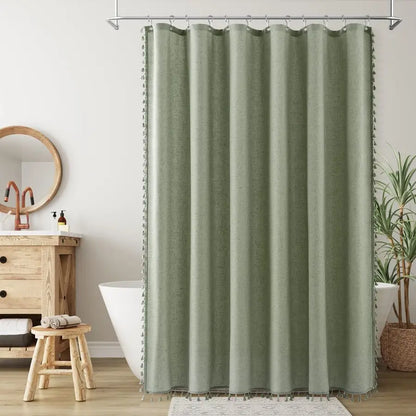 Linen Tassel Shower Curtain