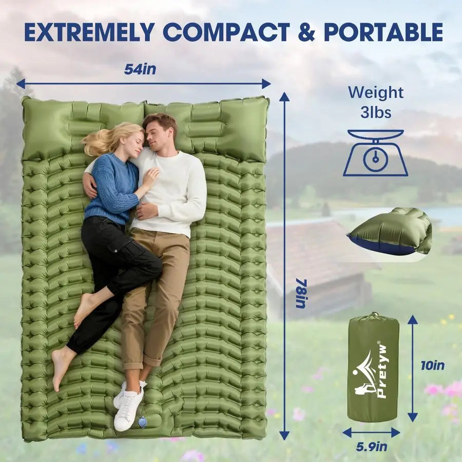 Compact Inflatable 2-Person Portable Mat