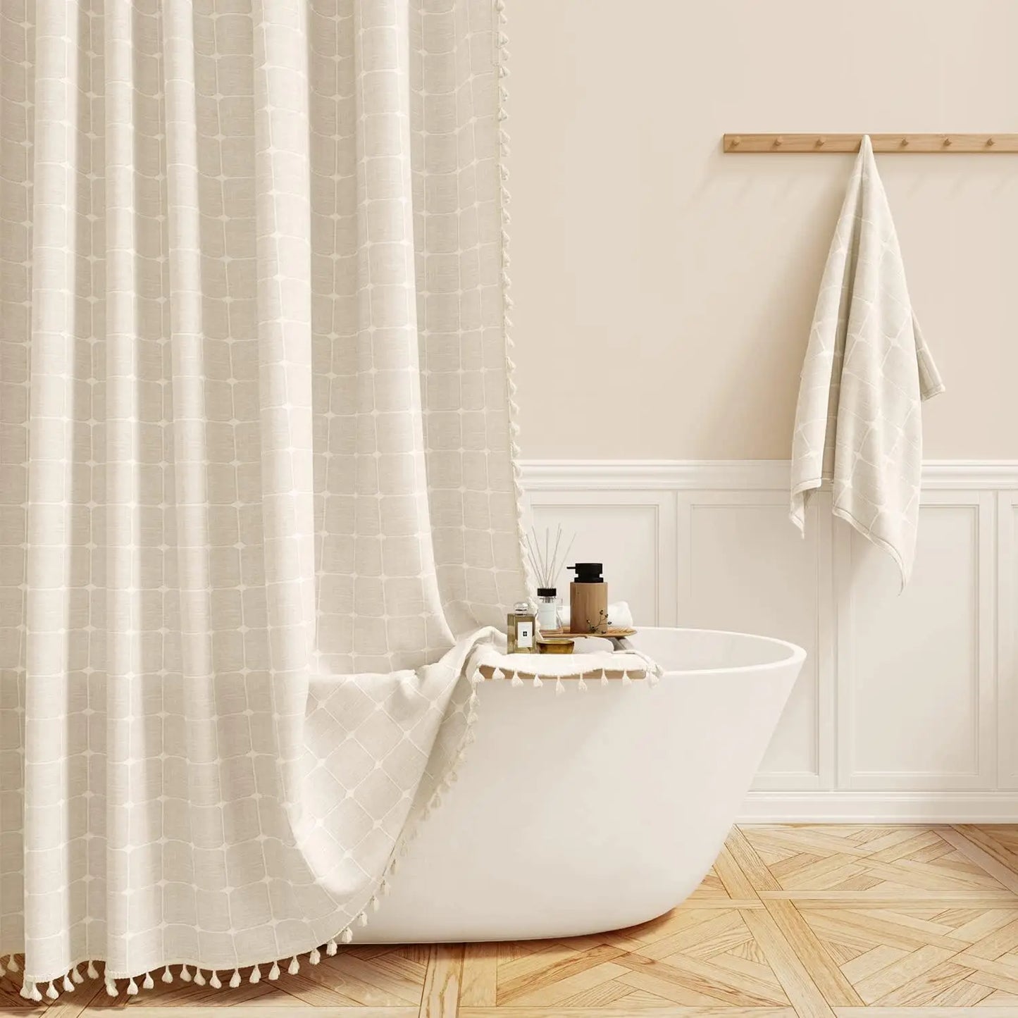 Linen Tassel Shower Curtain