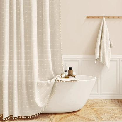 Linen Tassel Shower Curtain