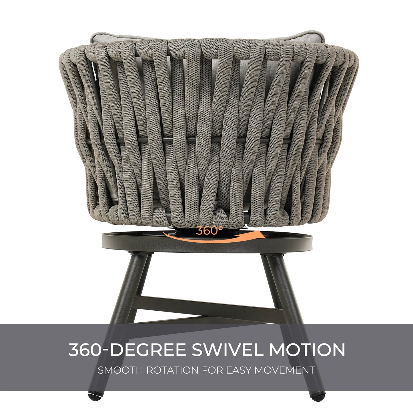 Swivel Rope Wicker Chairs - Set of 2