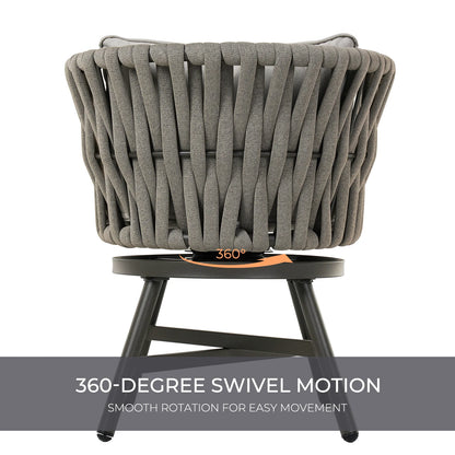 Swivel Rope Wicker Chairs - Set of 2
