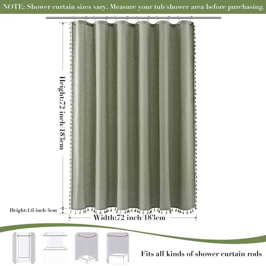 Linen Tassel Shower Curtain