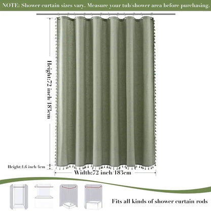 Linen Tassel Shower Curtain