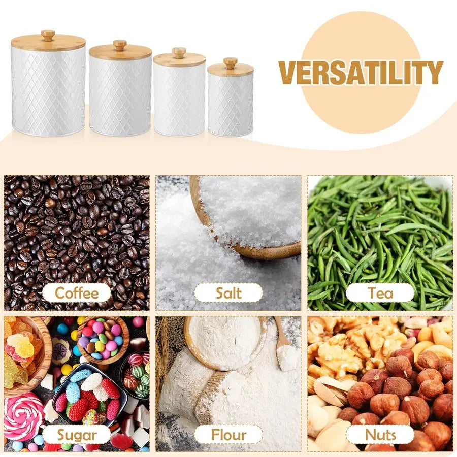 Kitchen Canisters Set with Bamboo Lids