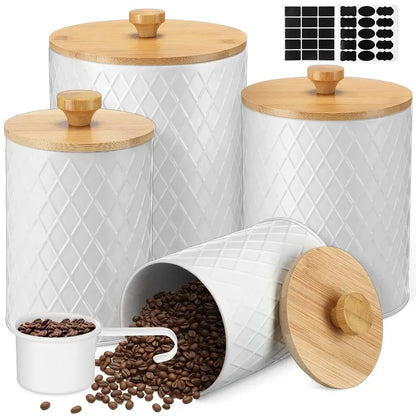Kitchen Canisters Set with Bamboo Lids