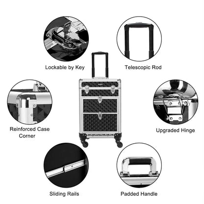 Rolling Makeup Case with Lock