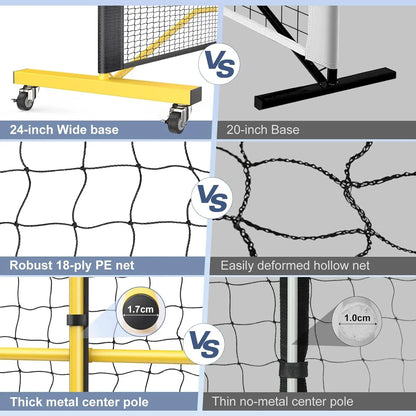 Portable Pickleball Net Set, Includes 4 Paddles & 6 Balls