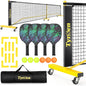 Portable Pickleball Net Set, Includes 4 Paddles & 6 Balls