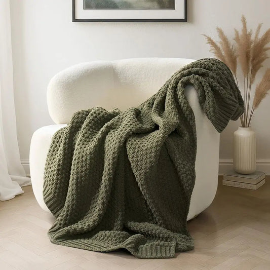 Chunky Chenille Knit Throw Blanket