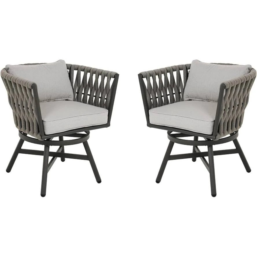 Swivel Rope Wicker Chairs - Set of 2