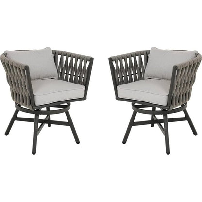 Swivel Rope Wicker Chairs - Set of 2