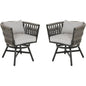 Swivel Rope Wicker Chairs - Set of 2