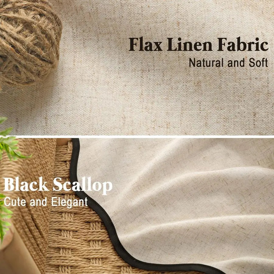 Scalloped Linen Shower Curtain