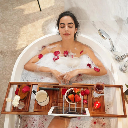 Expandable Teak Bathtub Tray