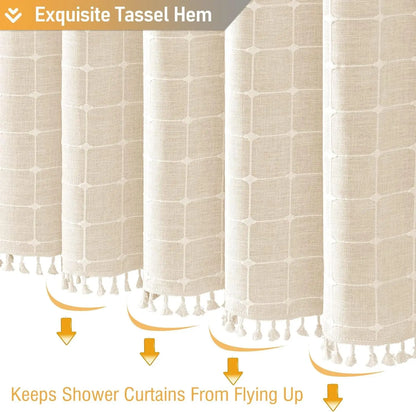 Linen Tassel Shower Curtain
