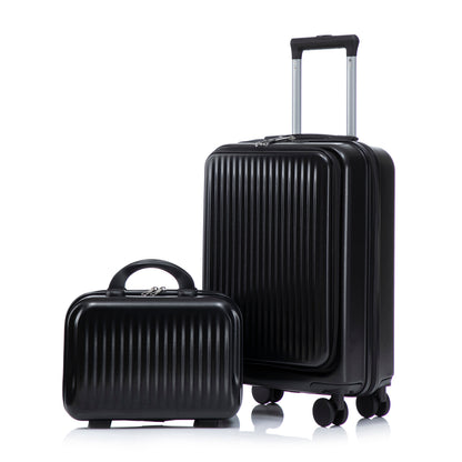 14" & 20"ABS Spinner Wheel Luggage Set with Cosmetic Case